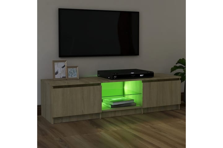 TV-taso LED-valoilla Sonoma-tammi 120x30x35,5 cm - Tv taso & Mediataso