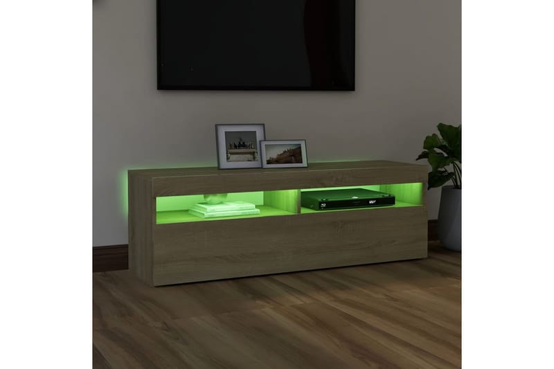 TV-taso LED-valoilla Sonoma-tammi 120x35x40 cm - Ruskea - Huonekalut - TV- & Mediakalusteet - Tv taso & Mediataso
