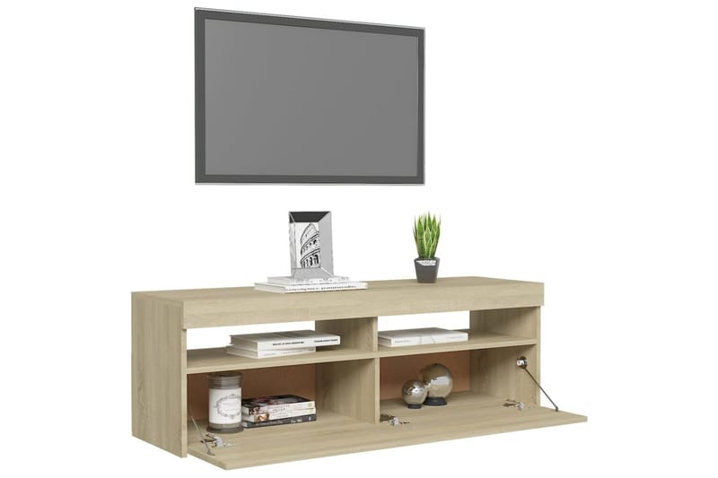 TV-taso LED-valoilla Sonoma-tammi 120x35x40 cm - Ruskea - Huonekalut - TV- & Mediakalusteet - Tv taso & Mediataso