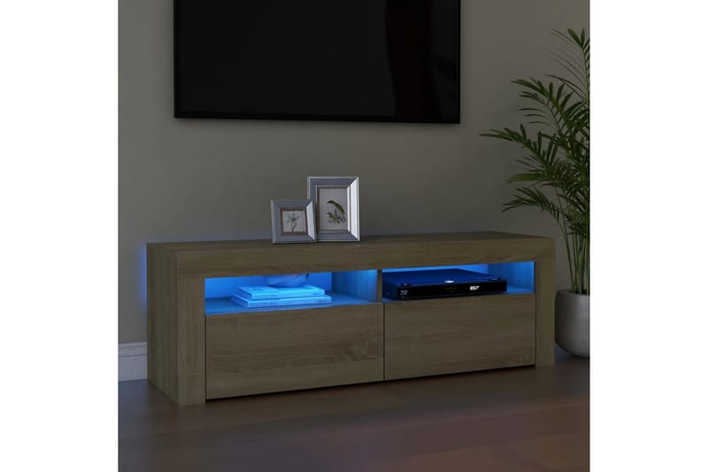 TV-taso LED-valoilla Sonoma-tammi 120x35x40 cm - Ruskea - Huonekalut - TV- & Mediakalusteet - Tv taso & Mediataso