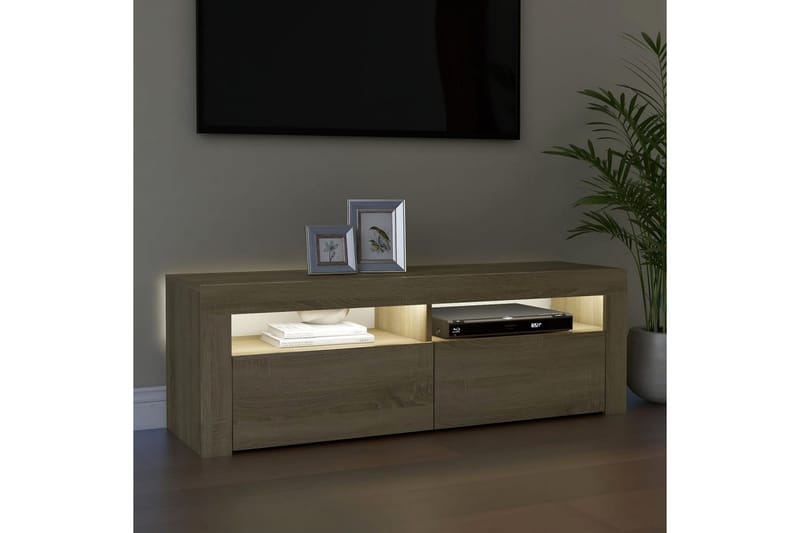 TV-taso LED-valoilla Sonoma-tammi 120x35x40 cm - Ruskea - Huonekalut - TV- & Mediakalusteet - Tv taso & Mediataso