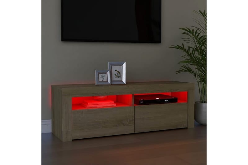 TV-taso LED-valoilla Sonoma-tammi 120x35x40 cm - Ruskea - Huonekalut - TV- & Mediakalusteet - Tv taso & Mediataso