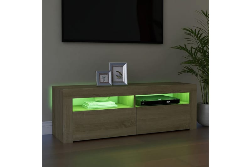 TV-taso LED-valoilla Sonoma-tammi 120x35x40 cm - Ruskea - Huonekalut - TV- & Mediakalusteet - Tv taso & Mediataso