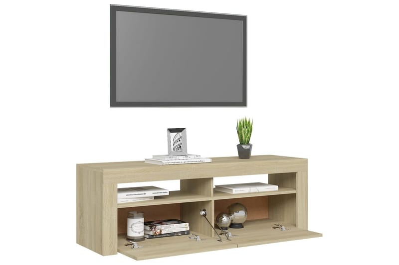 TV-taso LED-valoilla Sonoma-tammi 120x35x40 cm - Ruskea - Huonekalut - TV- & Mediakalusteet - Tv taso & Mediataso