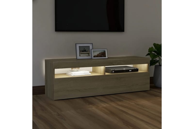 TV-taso LED-valoilla Sonoma-tammi 120x35x40 cm - Ruskea - Huonekalut - TV- & Mediakalusteet - Tv taso & Mediataso