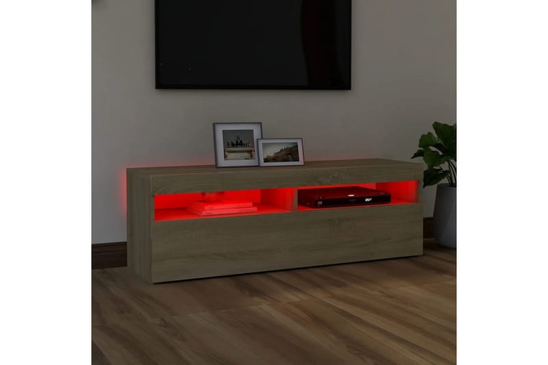 TV-taso LED-valoilla Sonoma-tammi 120x35x40 cm - Ruskea - Huonekalut - TV- & Mediakalusteet - Tv taso & Mediataso