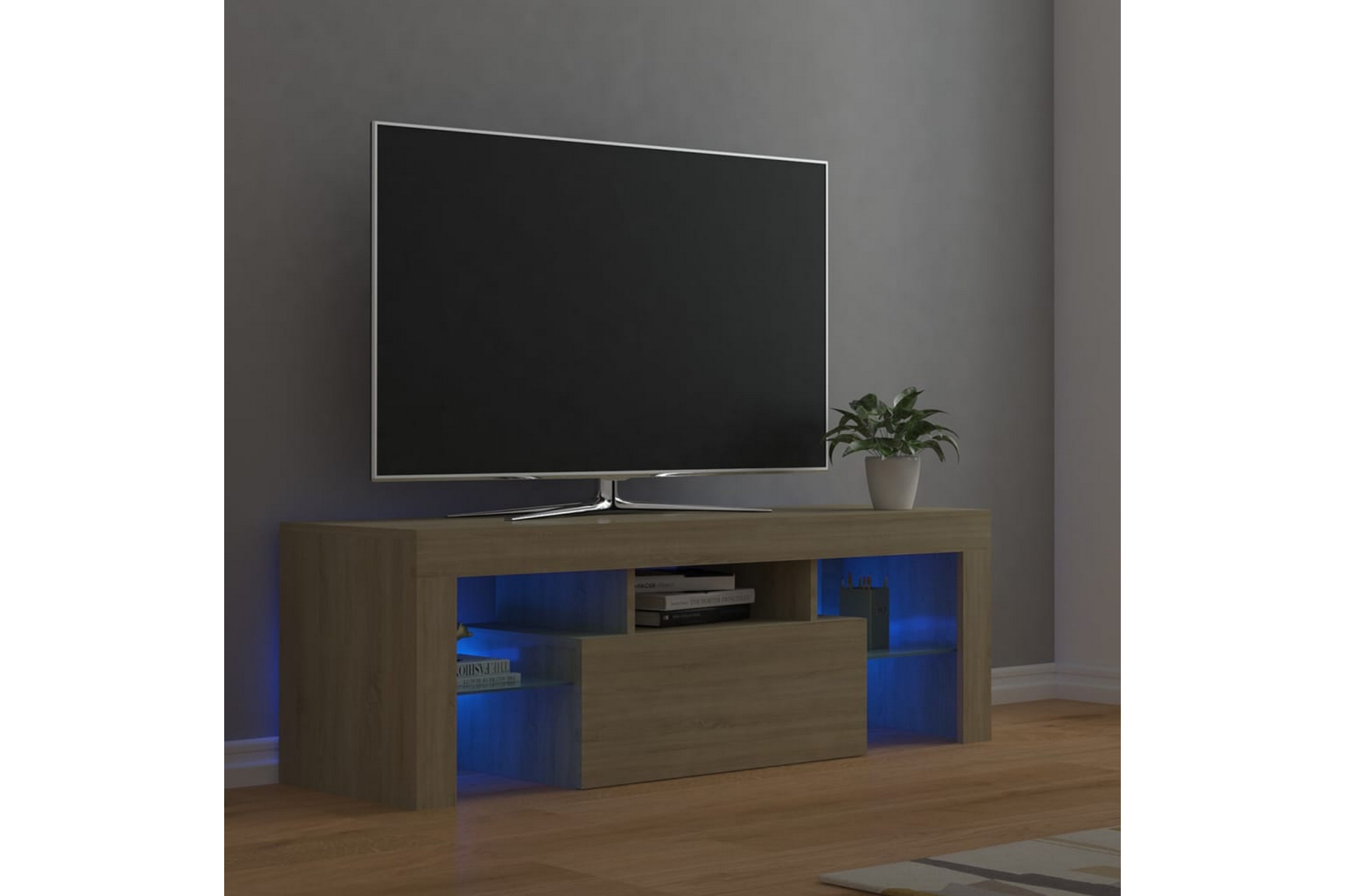 TV-taso LED-valoilla Sonoma-tammi 120x35x40 cm -