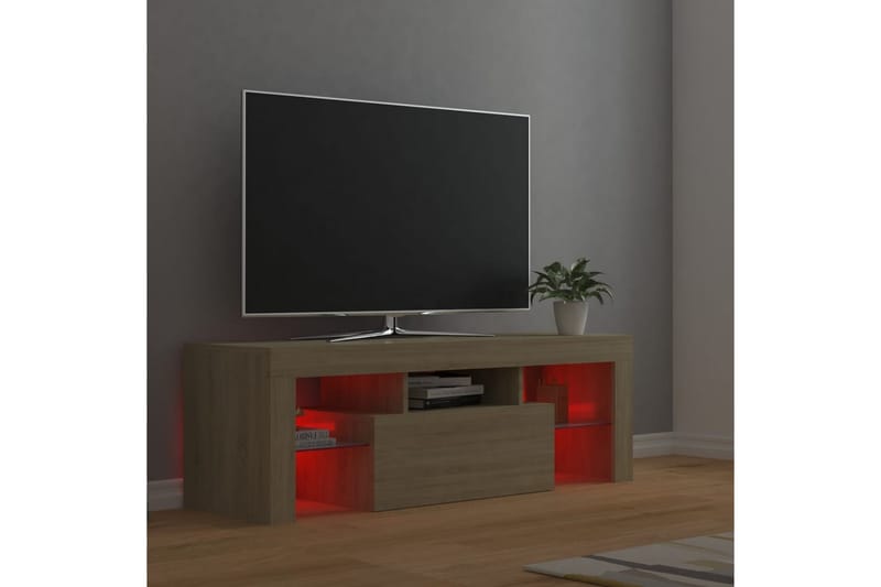 TV-taso LED-valoilla Sonoma-tammi 120x35x40 cm - Huonekalut - TV- & Mediakalusteet - Tv taso & Mediataso