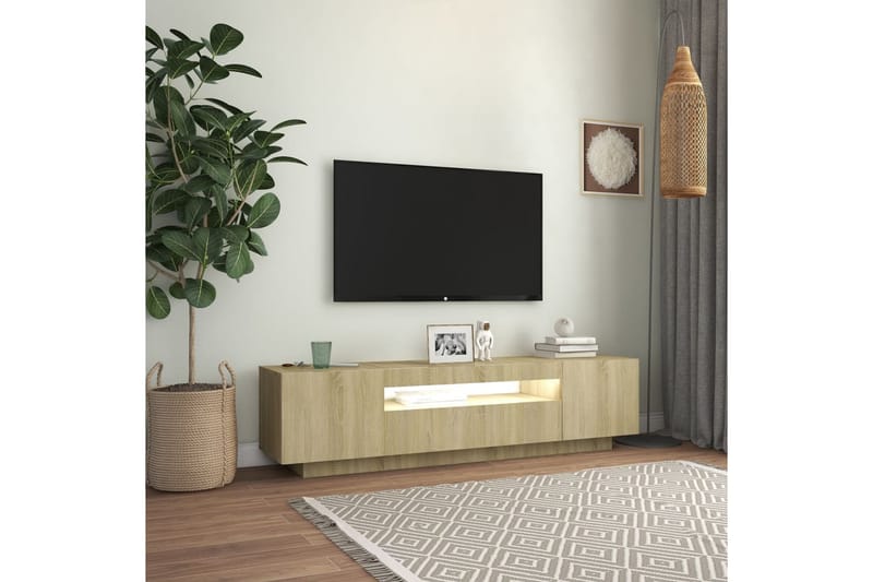 TV-taso LED-valoilla Sonoma-tammi 160x35x40 cm - Huonekalut - TV- & Mediakalusteet - Tv taso & Mediataso