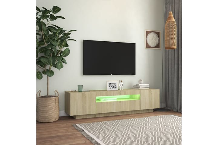 TV-taso LED-valoilla Sonoma-tammi 160x35x40 cm - Tv taso & Mediataso