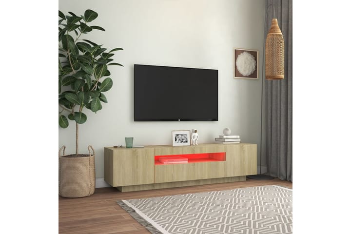 TV-taso LED-valoilla Sonoma-tammi 160x35x40 cm - Tv taso & Mediataso