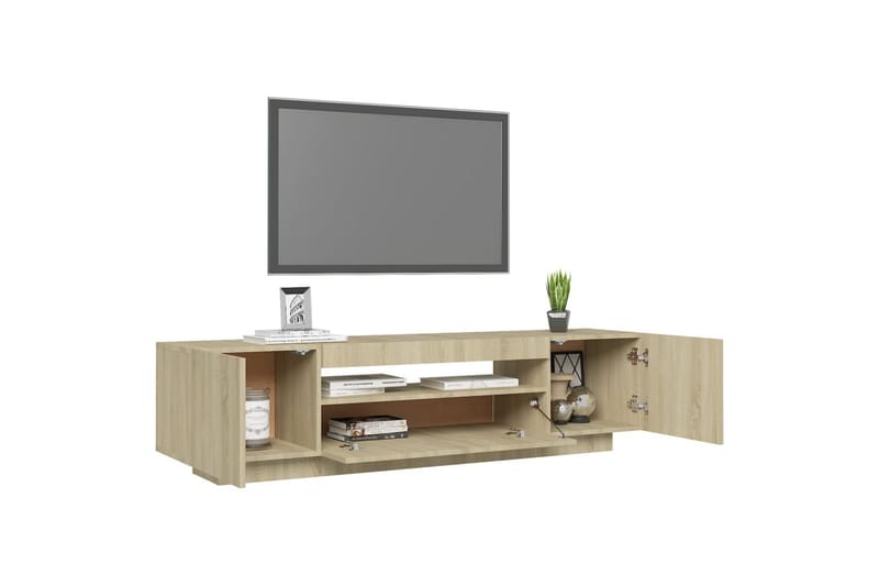 TV-taso LED-valoilla Sonoma-tammi 160x35x40 cm - Huonekalut - TV- & Mediakalusteet - Tv taso & Mediataso