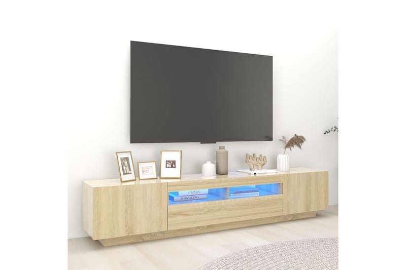 TV-taso LED-valoilla Sonoma-tammi 200x35x40 cm - Ruskea - Huonekalut - TV- & Mediakalusteet - Tv taso & Mediataso