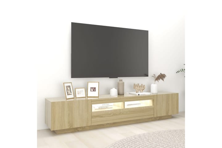 TV-taso LED-valoilla Sonoma-tammi 200x35x40 cm - Ruskea - Tv taso & Mediataso