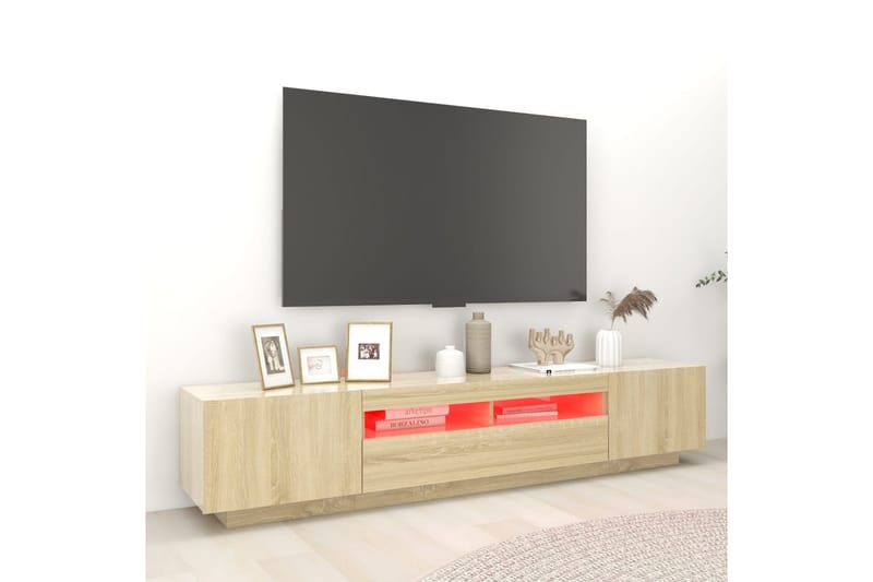 TV-taso LED-valoilla Sonoma-tammi 200x35x40 cm - Ruskea - Huonekalut - TV- & Mediakalusteet - Tv taso & Mediataso