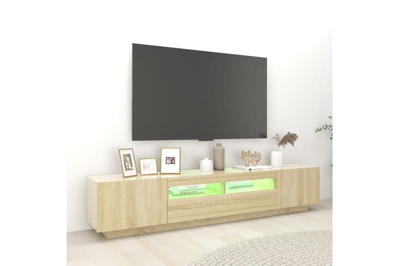 TV-taso LED-valoilla Sonoma-tammi 200x35x40 cm - Ruskea - Huonekalut - TV- & Mediakalusteet - Tv taso & Mediataso