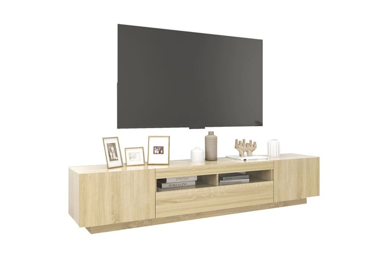 TV-taso LED-valoilla Sonoma-tammi 200x35x40 cm - Ruskea - Huonekalut - TV- & Mediakalusteet - Tv taso & Mediataso