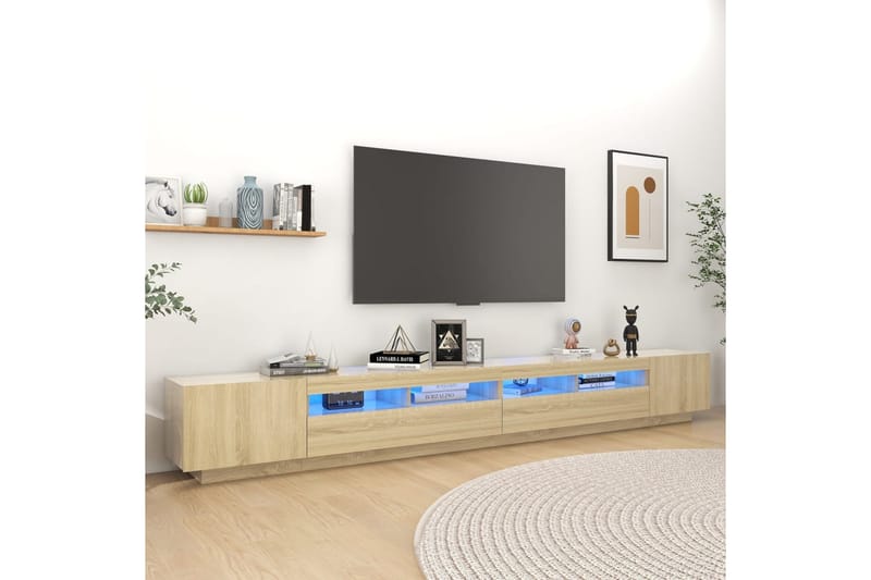 TV-taso LED-valoilla Sonoma-tammi 300x35x40 cm - Ruskea - Huonekalut - TV- & Mediakalusteet - Tv taso & Mediataso