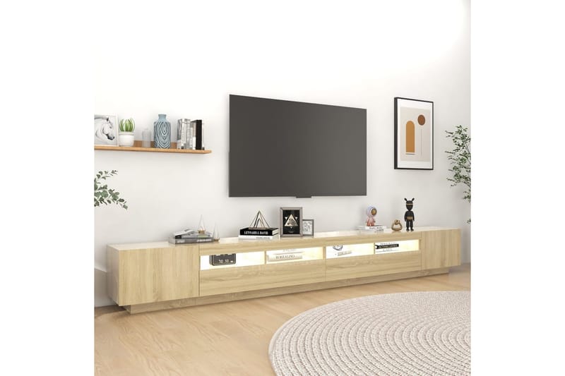 TV-taso LED-valoilla Sonoma-tammi 300x35x40 cm - Ruskea - Huonekalut - TV- & Mediakalusteet - Tv taso & Mediataso