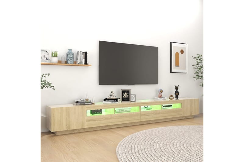 TV-taso LED-valoilla Sonoma-tammi 300x35x40 cm - Ruskea - Huonekalut - TV- & Mediakalusteet - Tv taso & Mediataso