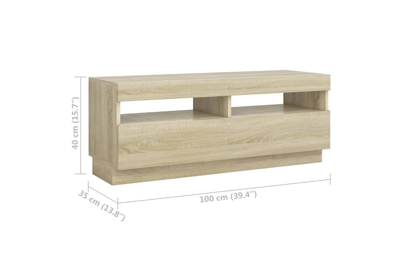 TV-taso LED-valoilla Sonoma-tammi 300x35x40 cm - Ruskea - Huonekalut - TV- & Mediakalusteet - Tv taso & Mediataso