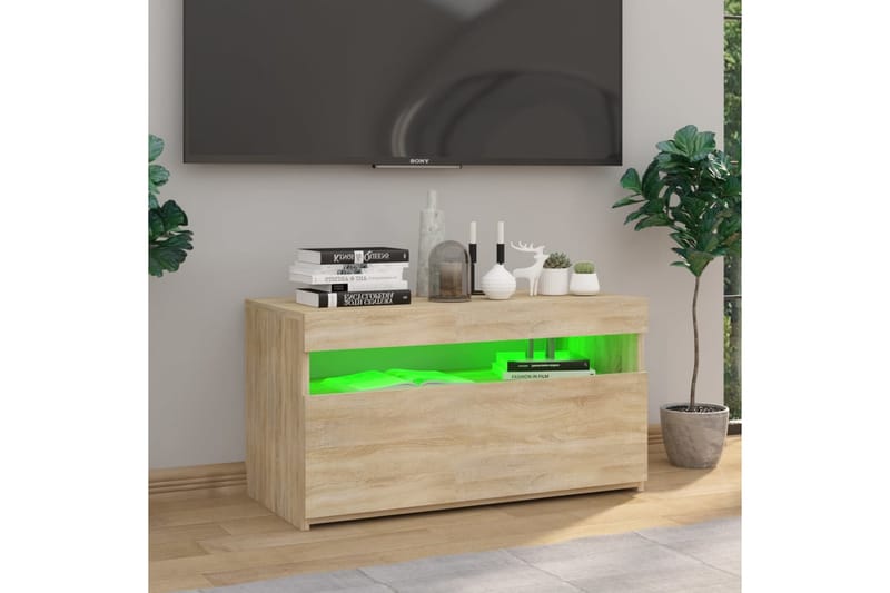 TV-taso LED-valoilla Sonoma-tammi 75x35x40 cm - Ruskea - Huonekalut - TV- & Mediakalusteet - Tv taso & Mediataso