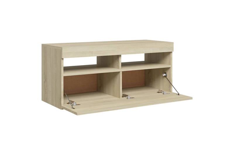 TV-taso LED-valoilla Sonoma-tammi 90x35x40 cm - Ruskea - Huonekalut - TV- & Mediakalusteet - Tv taso & Mediataso