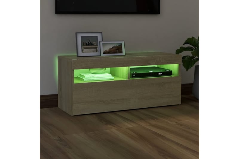 TV-taso LED-valoilla Sonoma-tammi 90x35x40 cm - Ruskea - Huonekalut - TV- & Mediakalusteet - Tv taso & Mediataso