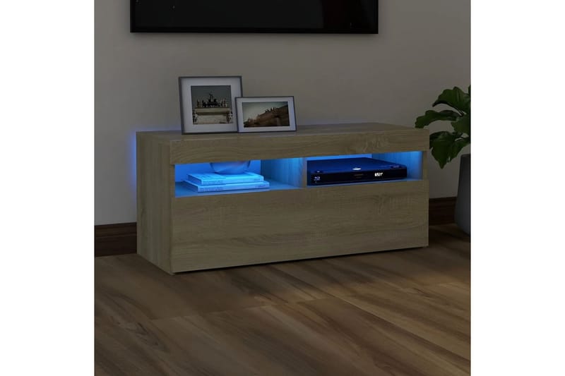 TV-taso LED-valoilla Sonoma-tammi 90x35x40 cm - Ruskea - Huonekalut - TV- & Mediakalusteet - Tv taso & Mediataso