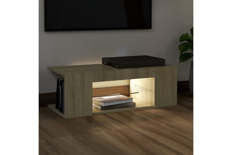 TV-taso LED-valoilla Sonoma-tammi 90x39x30 cm - Huonekalut - TV- & Mediakalusteet - Tv taso & Mediataso