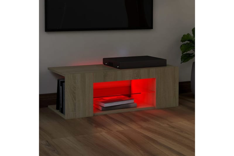 TV-taso LED-valoilla Sonoma-tammi 90x39x30 cm - Huonekalut - TV- & Mediakalusteet - Tv taso & Mediataso