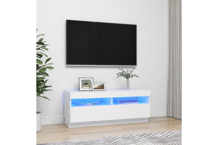 TV-taso LED-valoilla valkoinen 100x35x40 cm - Tv taso & Mediataso