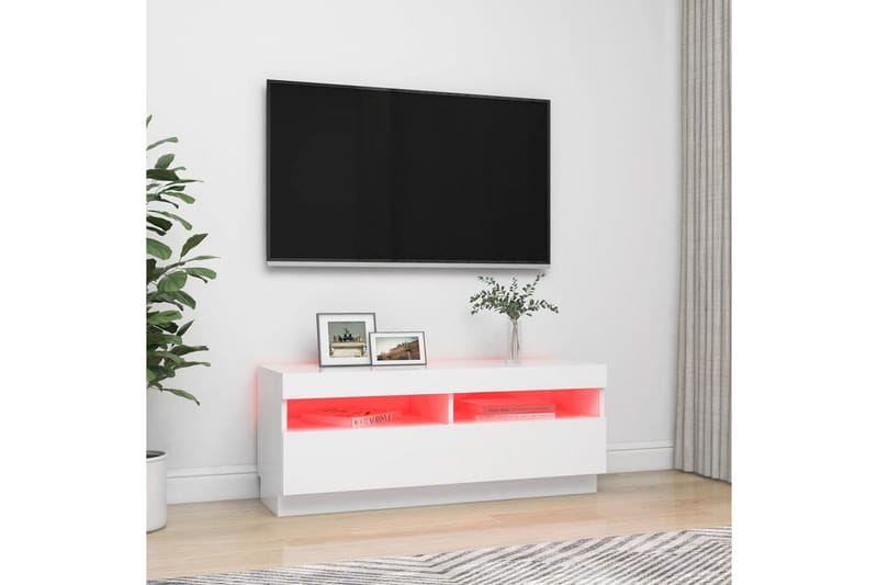 TV-taso LED-valoilla valkoinen 100x35x40 cm - Huonekalut - TV- & Mediakalusteet - Tv taso & Mediataso