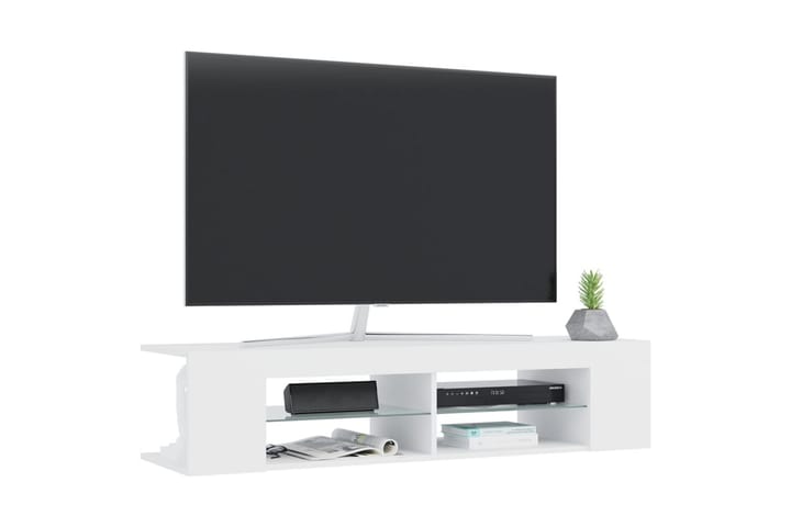 TV-taso LED-valoilla valkoinen 135x39x30 cm - Valkoinen - Tv taso & Mediataso