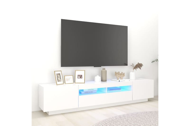 TV-taso LED-valoilla valkoinen 200x35x40 cm - Valkoinen - Huonekalut - TV- & Mediakalusteet - Tv taso & Mediataso