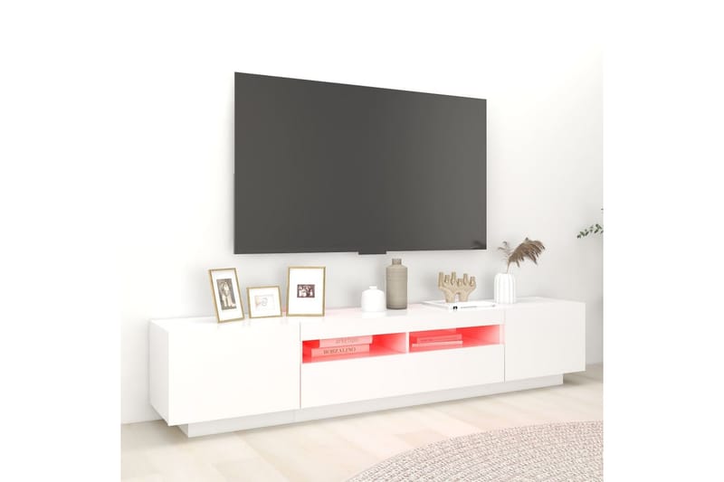 TV-taso LED-valoilla valkoinen 200x35x40 cm - Valkoinen - Huonekalut - TV- & Mediakalusteet - Tv taso & Mediataso
