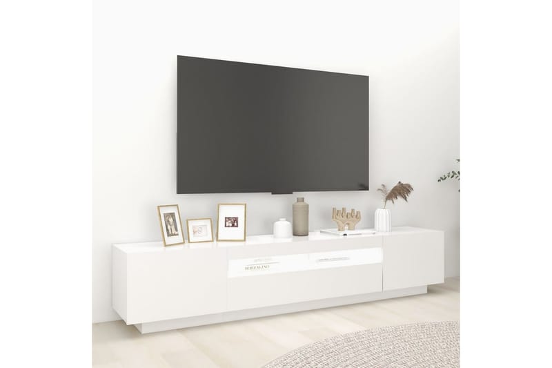 TV-taso LED-valoilla valkoinen 200x35x40 cm - Valkoinen - Huonekalut - TV- & Mediakalusteet - Tv taso & Mediataso