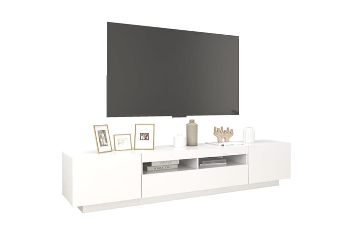 TV-taso LED-valoilla valkoinen 200x35x40 cm - Valkoinen - Tv taso & Mediataso