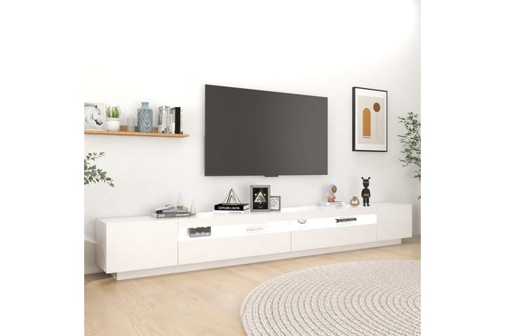 TV-taso LED-valoilla valkoinen 300x35x40 cm - Valkoinen - Tv taso & Mediataso