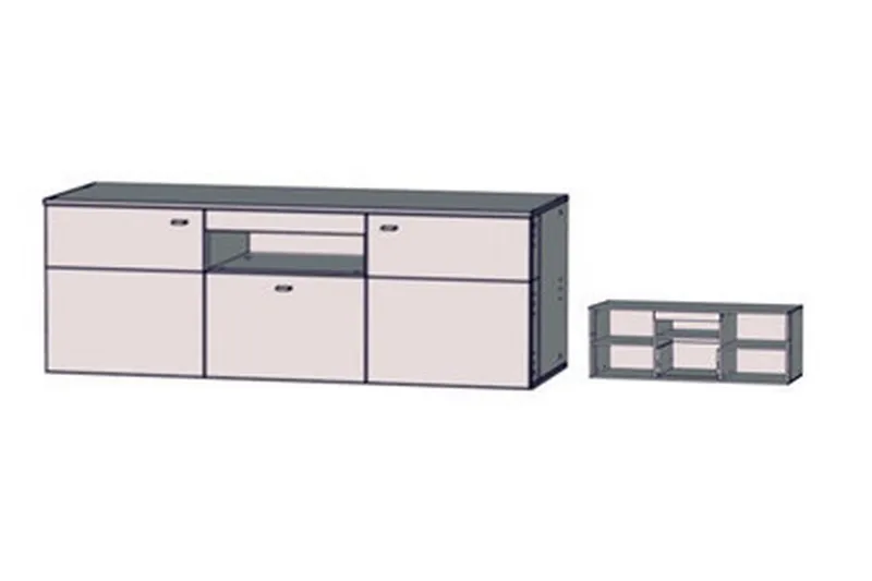 TV-taso Leonie 150 cm 2 ovea laatikko sis Valaistus - Plank Tammi/Harmaa - Huonekalut - TV- & Mediakalusteet - Tv taso & Mediataso