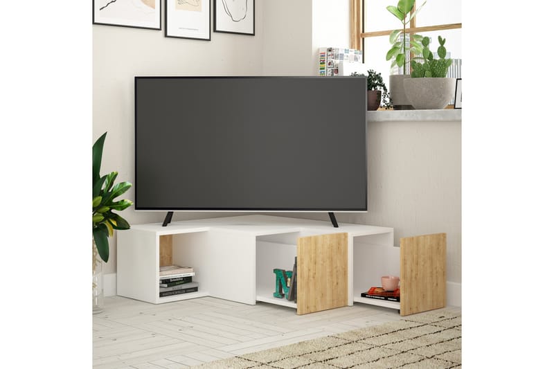 TV-taso Lindome 92 cm - Valkoinen/Ruskea - Huonekalut - TV- & Mediakalusteet - Tv taso & Mediataso