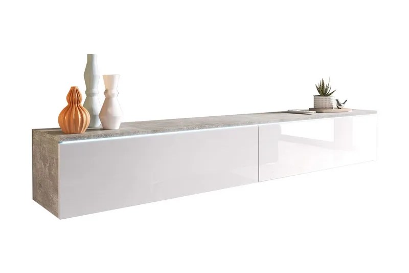 TV-taso Lourmais LED-valaistus, Valkoinen/Harmaa/Valkoinen LED