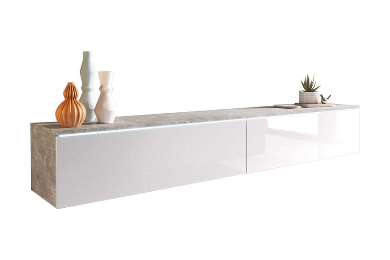 TV-taso Lourmais LED-valaistus, Valkoinen/Harmaa/Valkoinen LED