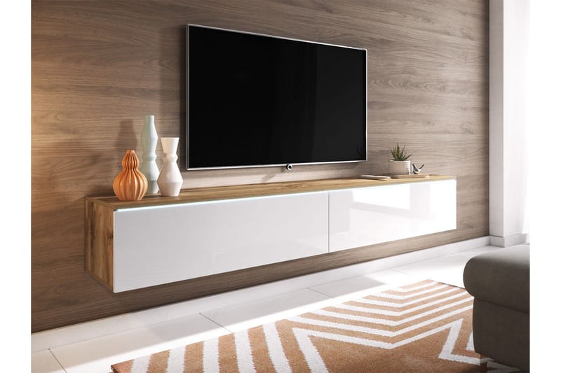 TV-taso Lourmais LED-valaistus - Puu/Luonnonväri/Valk/Valk LED - Huonekalut - TV- & Mediakalusteet - Tv taso & Mediataso