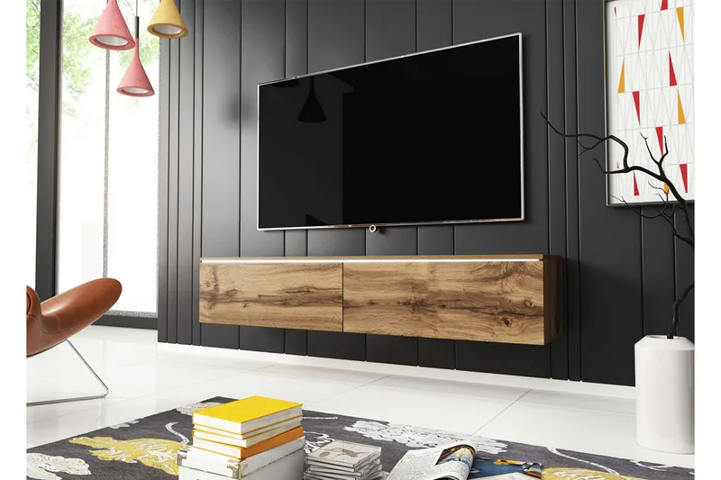 TV-taso Lourmais LED-valaistus - Puu/Luonnonväri/Valkoinen LED - Huonekalut - TV- & Mediakalusteet - Tv taso & Mediataso