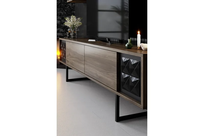 Tv-taso Manchan 180 cm - Pähkinä/Musta - Huonekalut - TV- & Mediakalusteet - Tv taso & Mediataso