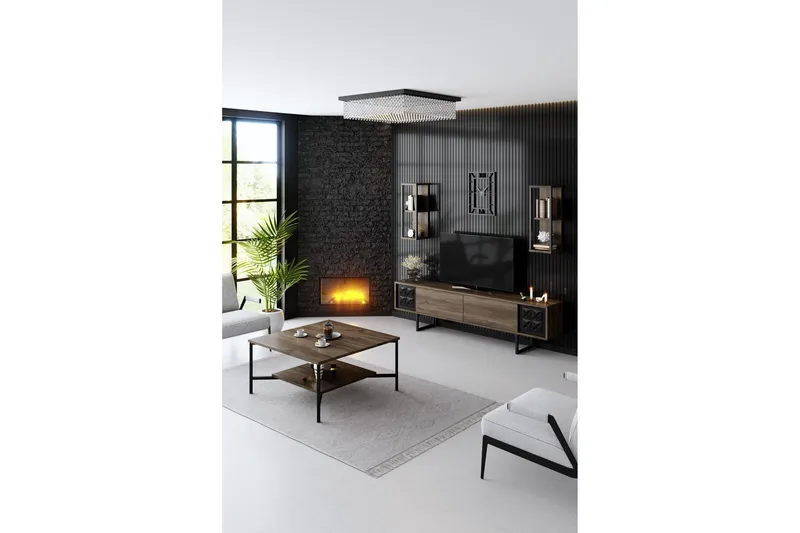 Tv-taso Manchan 180 cm - Pähkinä/Musta - Huonekalut - TV- & Mediakalusteet - Tv taso & Mediataso