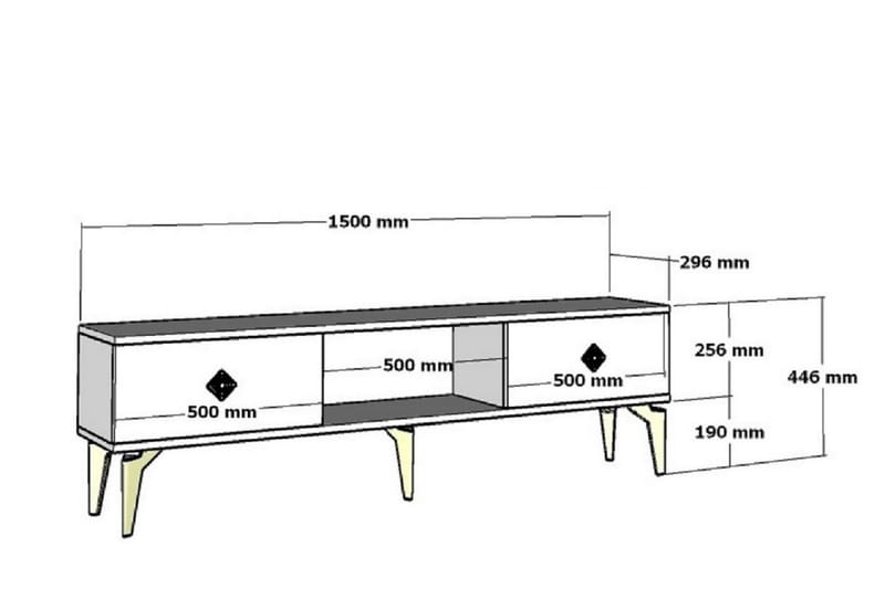 Tv-taso Mangla 150 cm - Valkoinen/Harmaa - Tv taso & Mediataso