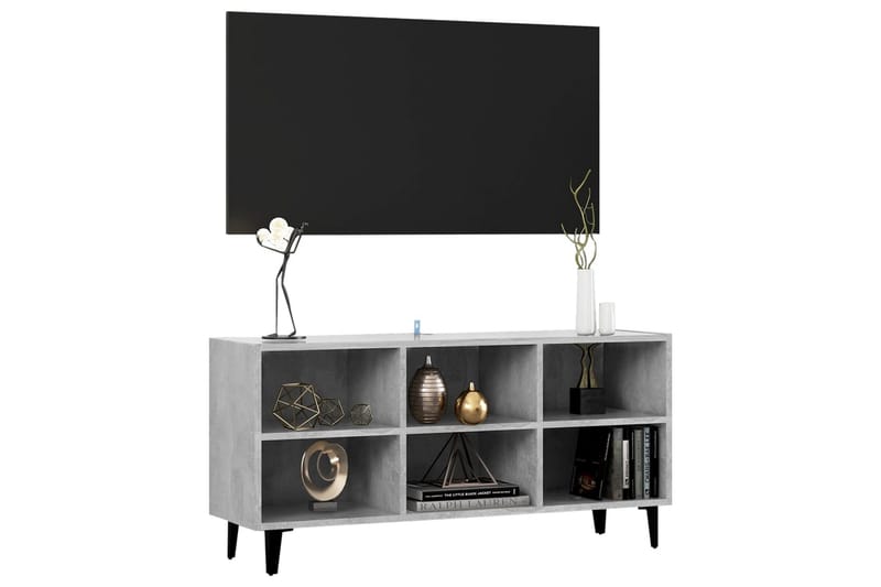 TV-taso metallijaloilla betoninharmaa 103,5x30x50 cm - Huonekalut - TV- & Mediakalusteet - Tv taso & Mediataso