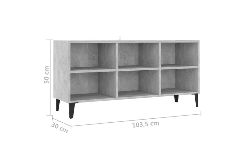 TV-taso metallijaloilla betoninharmaa 103,5x30x50 cm - Huonekalut - TV- & Mediakalusteet - Tv taso & Mediataso